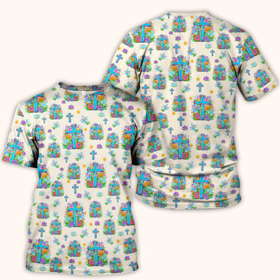Christian Floral Cross Spring Pattern Scrub Top, Comfortable Scrubs for Nurses