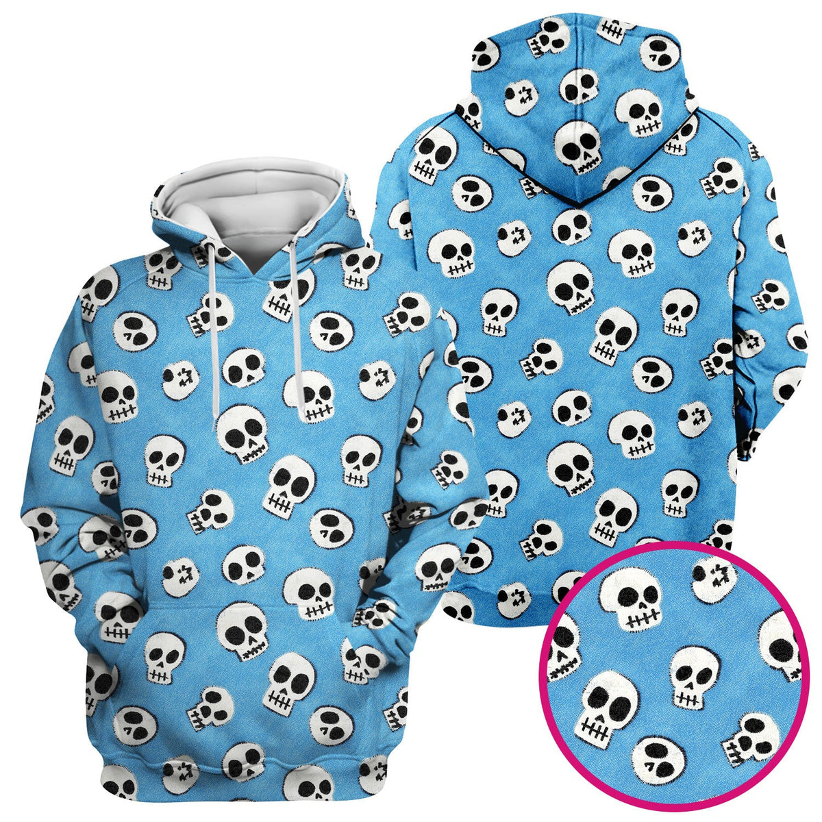 Blue Skull Halloween Pattern Scrub Top, Comfortable Scrubs for Nurses