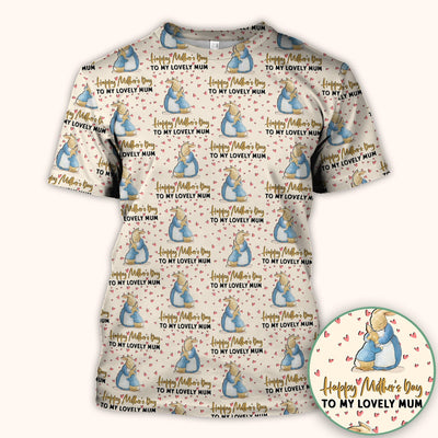 Happy Mothers Day Bunny Love Pattern Scrubs Top, Comfortable Scrubs for Nurses