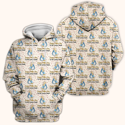 Happy Mothers Day Bunny Love Pattern Scrubs Top, Comfortable Scrubs for Nurses