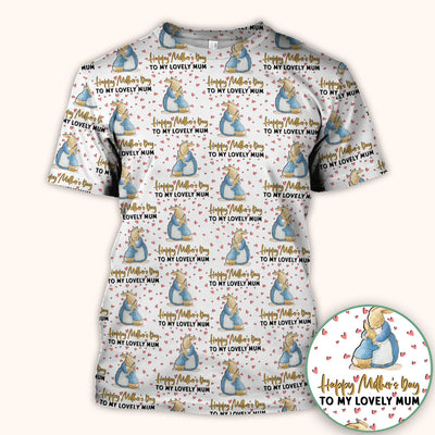 Happy Mothers Day Bunny Love Pattern Scrubs Top, Comfortable Scrubs for Nurses