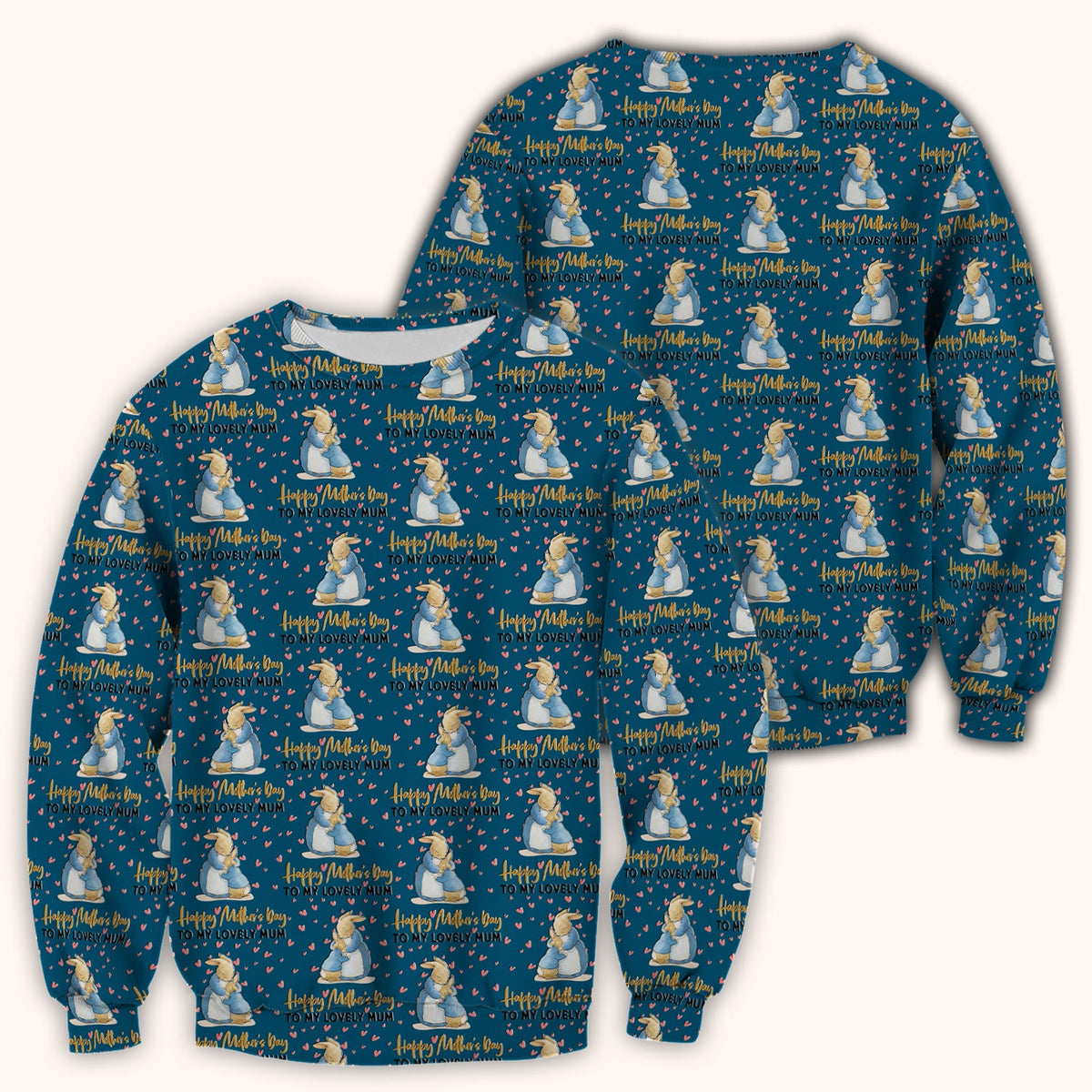 Happy Mothers Day Bunny Love Pattern Scrubs Top, Comfortable Scrubs for Nurses