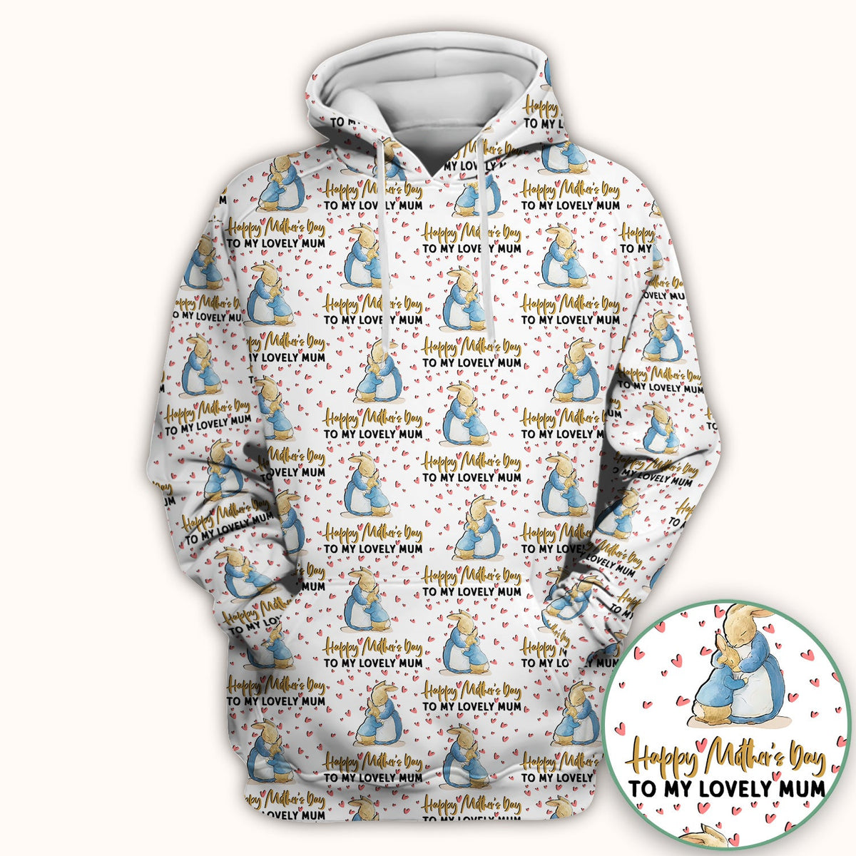 Happy Mothers Day Bunny Love Pattern Scrubs Top, Comfortable Scrubs for Nurses