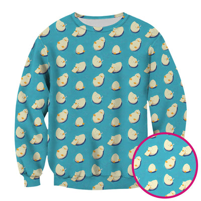 Cute Blue Duck Pond Pattern Scrub Top, Comfortable Scrubs For Nurses