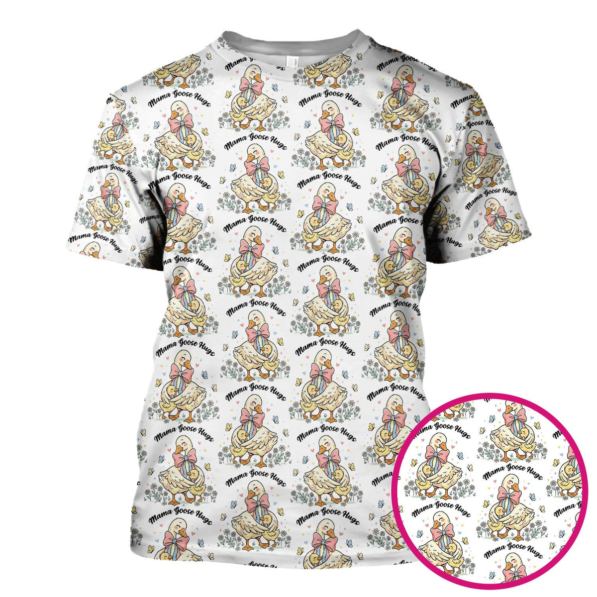 Cute Mama Goose Hug Pattern Scrub Top, Comfortable Scrubs For Nurses