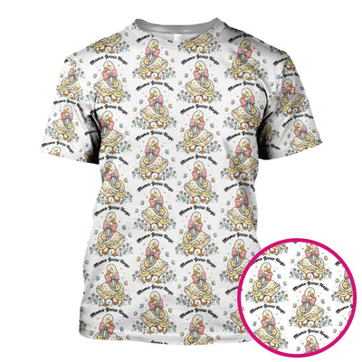 Cute Mama Goose Hug Pattern Scrub Top, Comfortable Scrubs For Nurses
