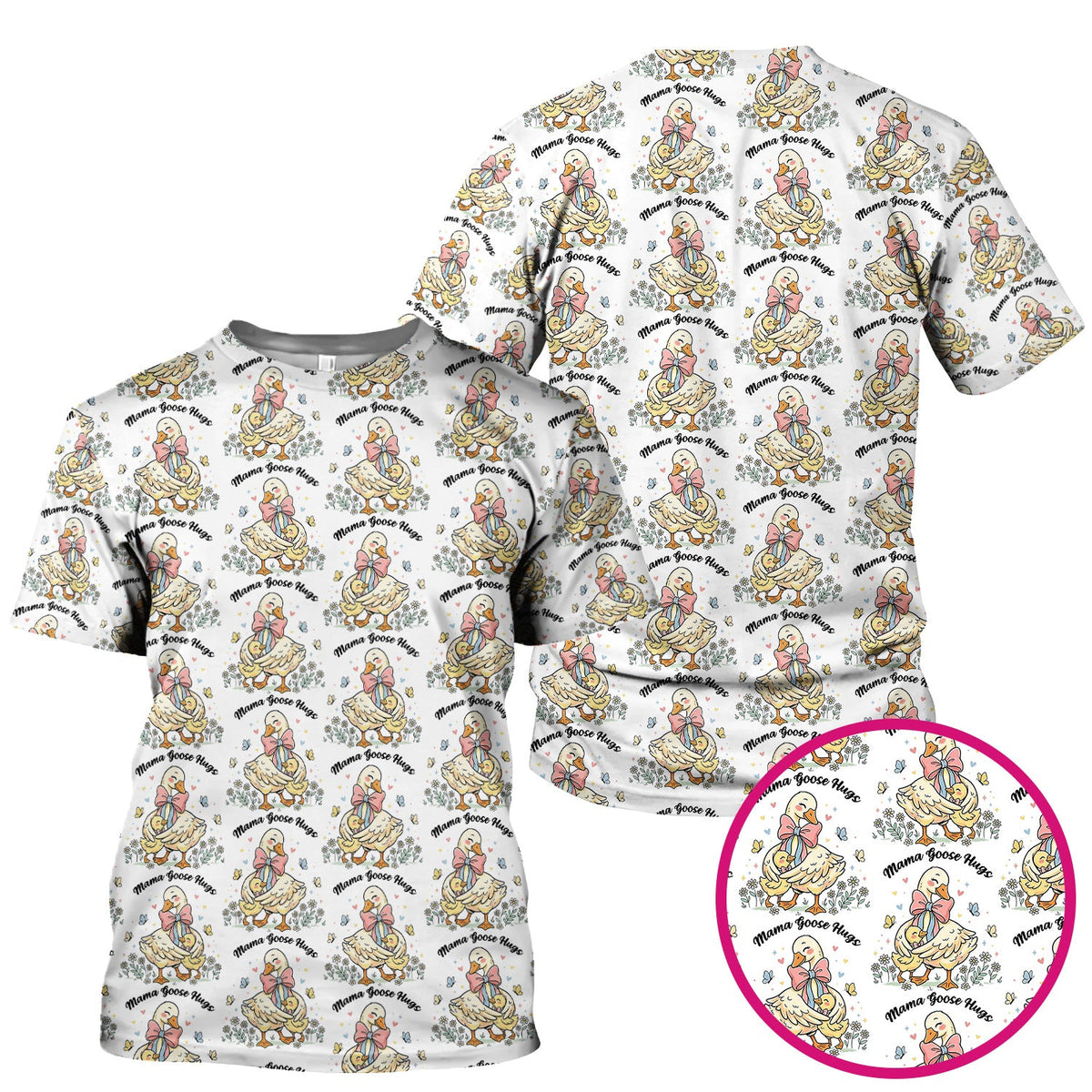 Cute Mama Goose Hug Pattern Scrub Top, Comfortable Scrubs For Nurses