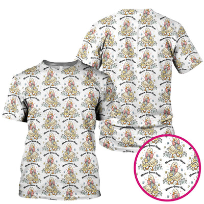 Cute Mama Goose Hug Pattern Scrub Top, Comfortable Scrubs For Nurses