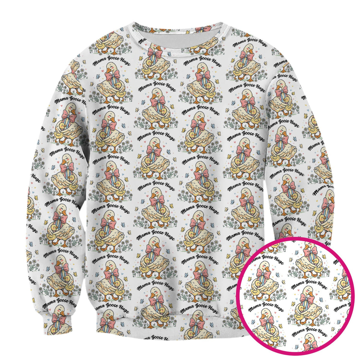 Cute Mama Goose Hug Pattern Scrub Top, Comfortable Scrubs For Nurses
