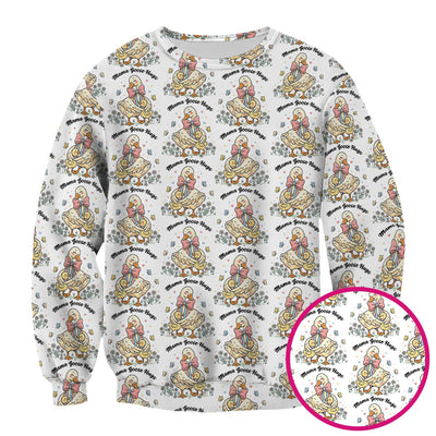Cute Mama Goose Hug Pattern Scrub Top, Comfortable Scrubs For Nurses