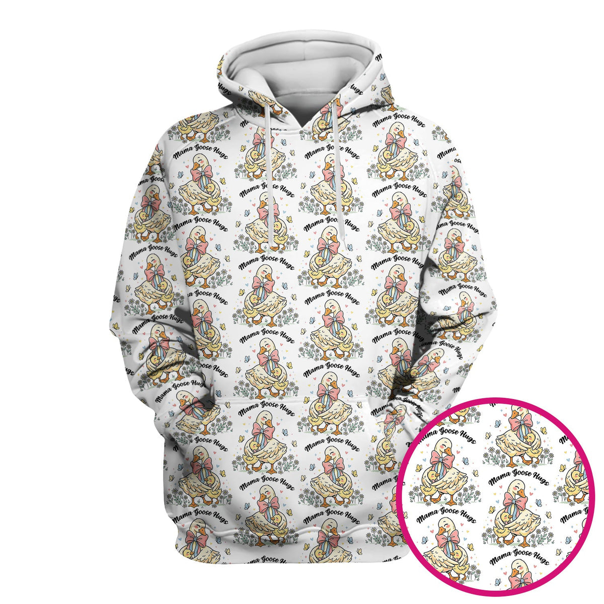 Cute Mama Goose Hug Pattern Scrub Top, Comfortable Scrubs For Nurses