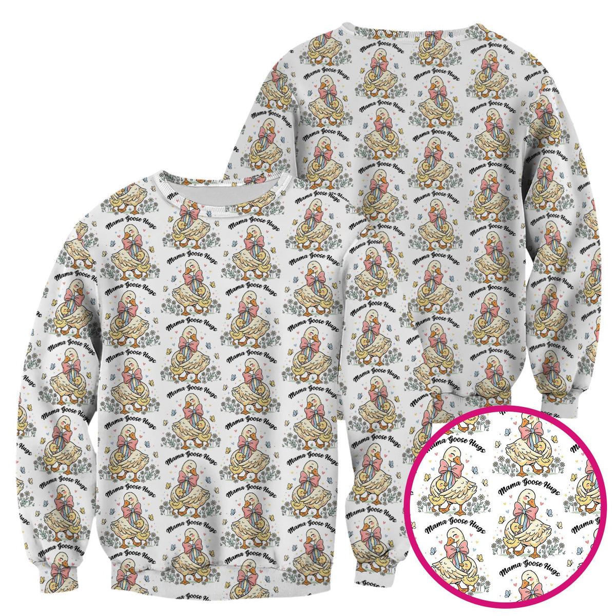 Cute Mama Goose Hug Pattern Scrub Top, Comfortable Scrubs For Nurses