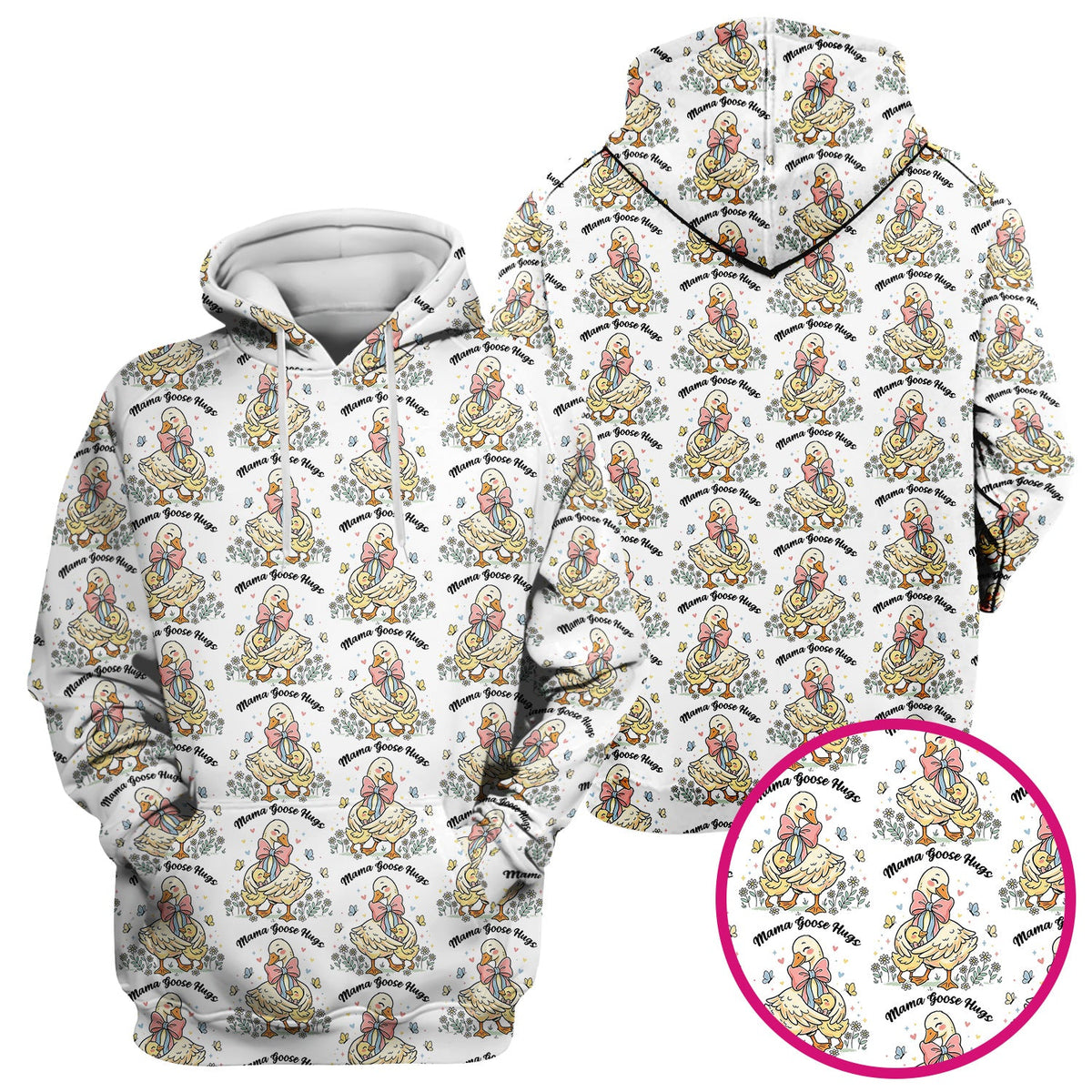 Cute Mama Goose Hug Pattern Scrub Top, Comfortable Scrubs For Nurses