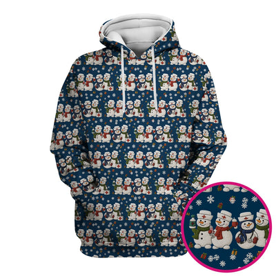 Cute Christmas Snowman Nurse Pattern Scrub Top, Breathable Fabrics Nursing Uniform