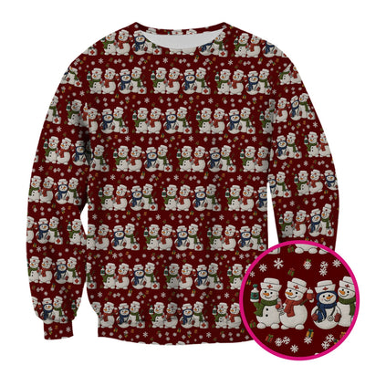 Cute Christmas Snowman Nurse Pattern Scrub Top, Breathable Fabrics Nursing Uniform