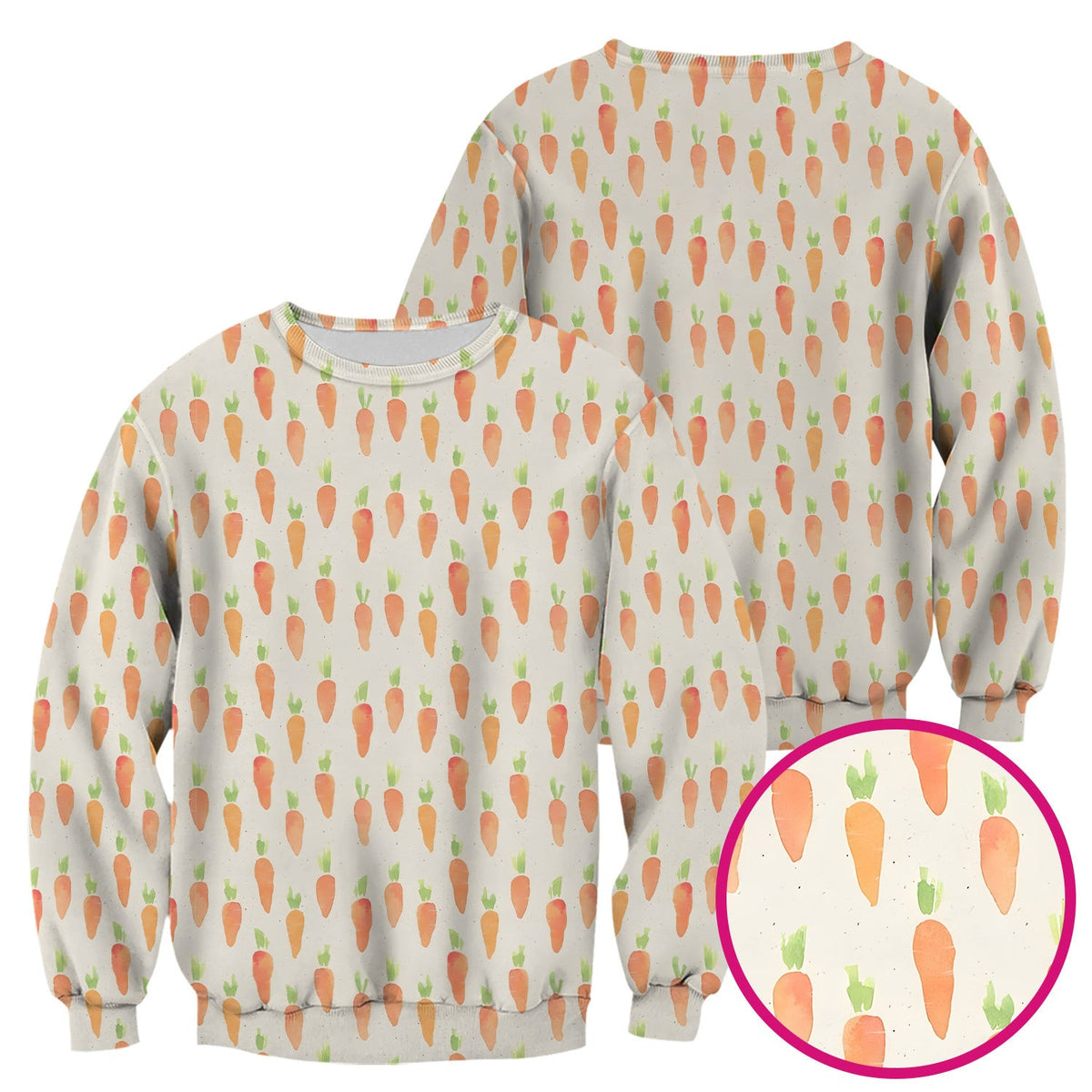 Simple Carrot Cute Pattern Scrubs Top, Comfortable Scrubs for Nurses