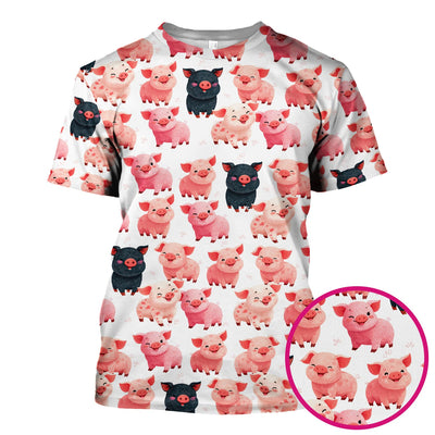 Funny Farm Pig Cartoon Pattern Scrub Top, Comfortable Scrubs for Nurses