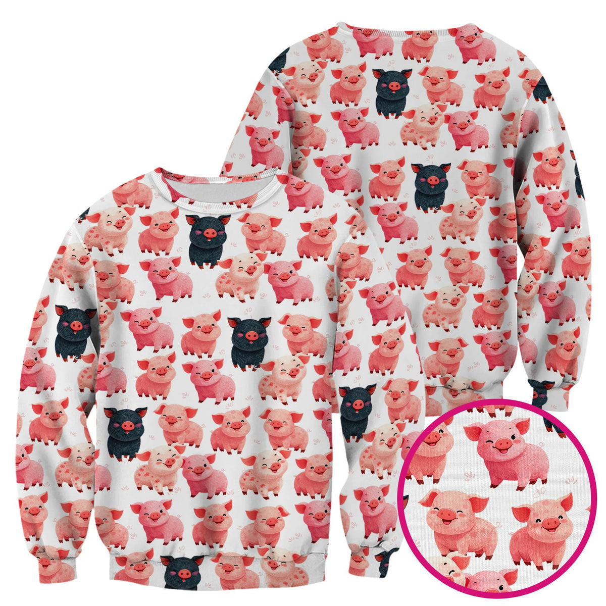 Funny Farm Pig Cartoon Pattern Scrub Top, Comfortable Scrubs for Nurses