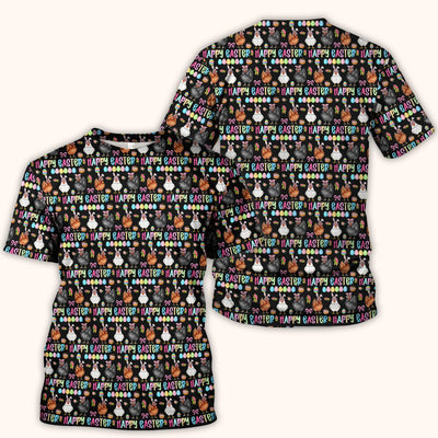 Happy Easter Bunny Eggs Pattern Scrubs Top, Comfortable Scrubs for Nurses