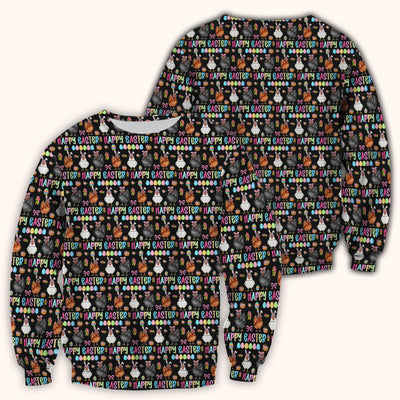Happy Easter Bunny Eggs Pattern Scrubs Top, Comfortable Scrubs for Nurses