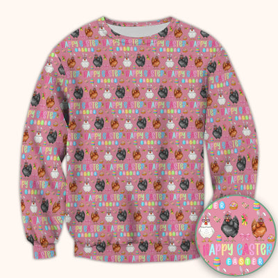 Happy Easter Bunny Eggs Pattern Scrubs Top, Comfortable Scrubs for Nurses