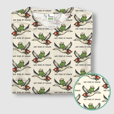 Funny Frog Riding Goose Nurse Pattern Scrub Top, Comfortable Scrubs for Nurses