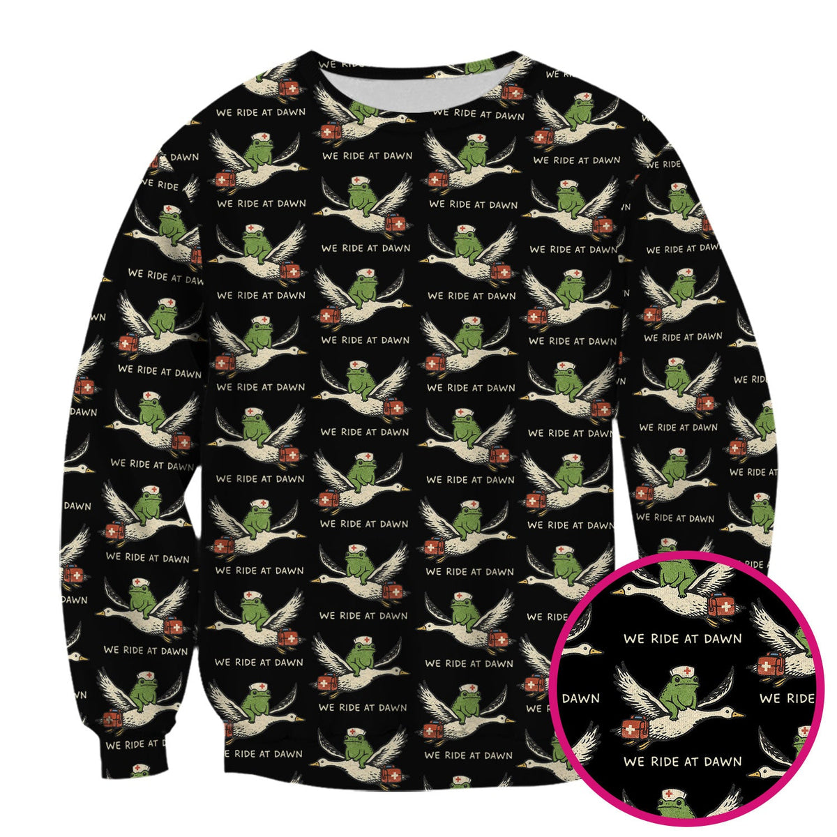 Funny Frog Riding Goose Nurse Pattern Scrub Top, Comfortable Scrubs for Nurses