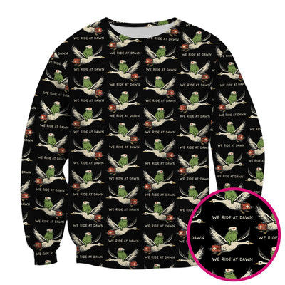 Funny Frog Riding Goose Nurse Pattern Scrub Top, Comfortable Scrubs for Nurses