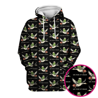 Funny Frog Riding Goose Nurse Pattern Scrub Top, Comfortable Scrubs for Nurses