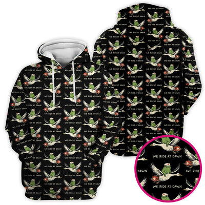 Funny Frog Riding Goose Nurse Pattern Scrub Top, Comfortable Scrubs for Nurses