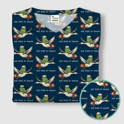 Funny Frog Riding Goose Nurse Pattern Scrub Top, Comfortable Scrubs for Nurses