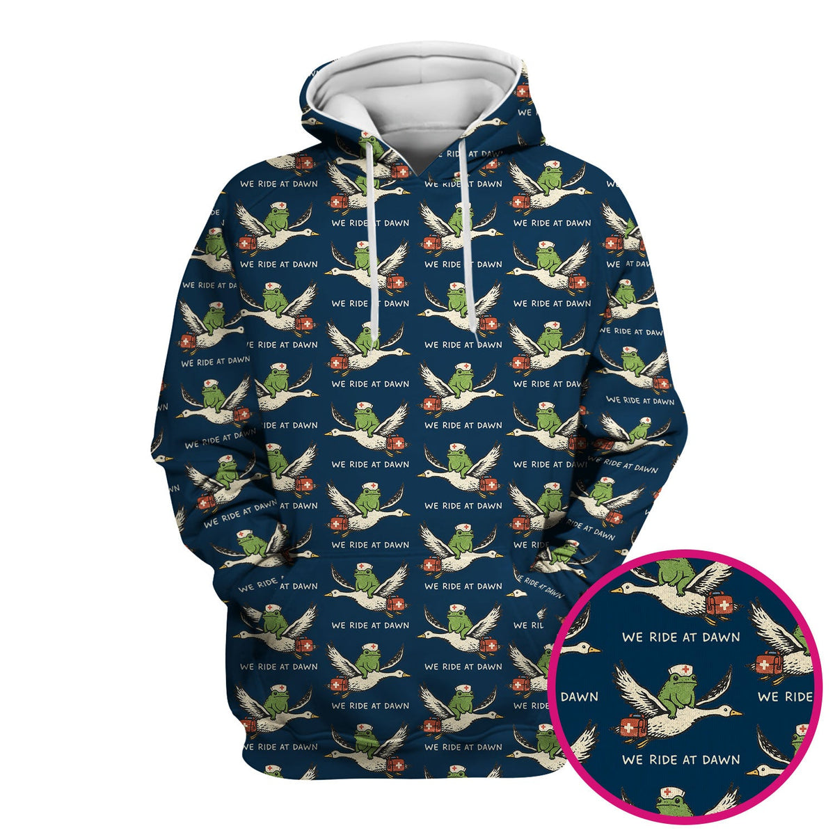 Funny Frog Riding Goose Nurse Pattern Scrub Top, Comfortable Scrubs for Nurses