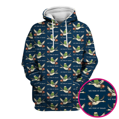 Funny Frog Riding Goose Nurse Pattern Scrub Top, Comfortable Scrubs for Nurses