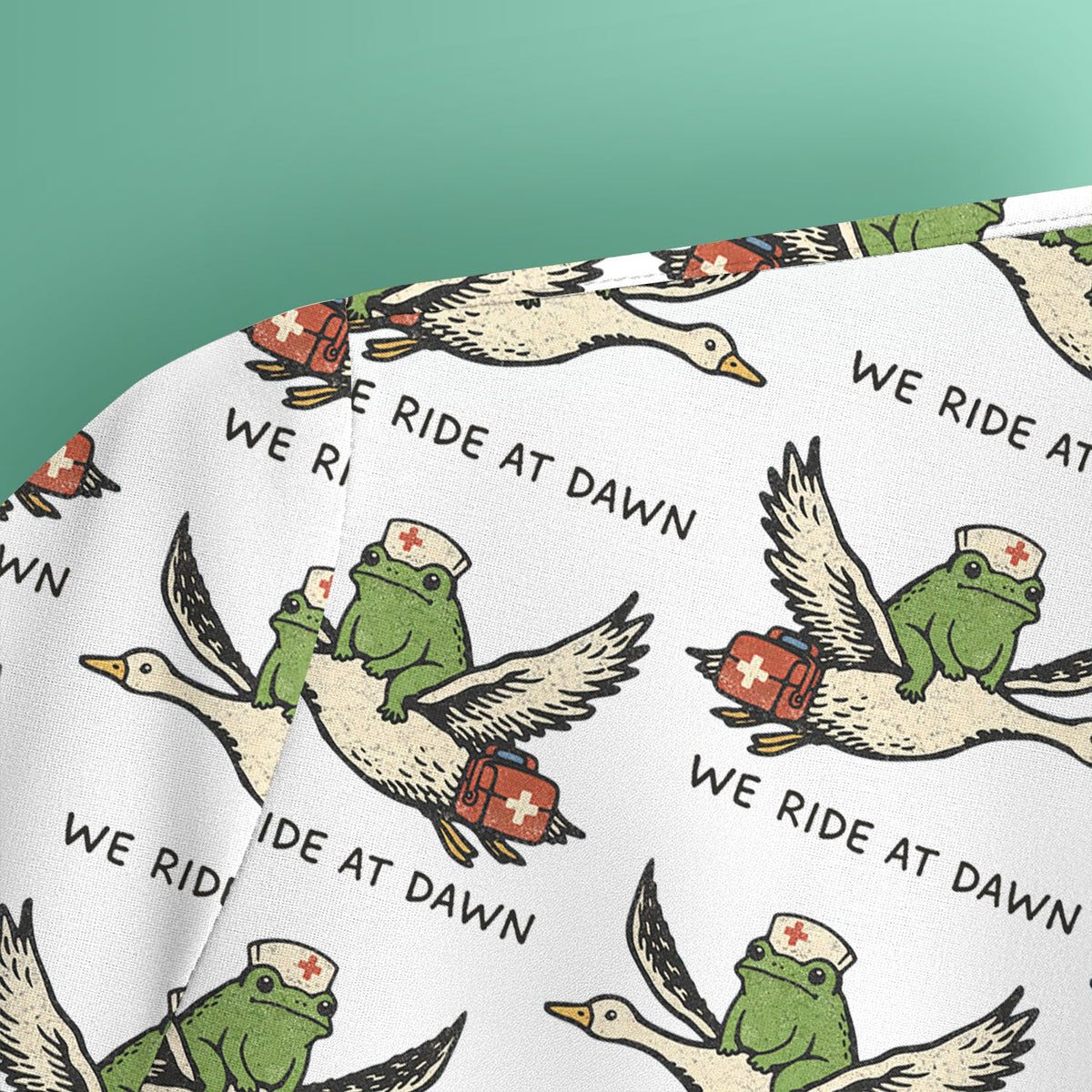 Funny Frog Riding Goose Nurse Pattern Scrub Top, Comfortable Scrubs for Nurses