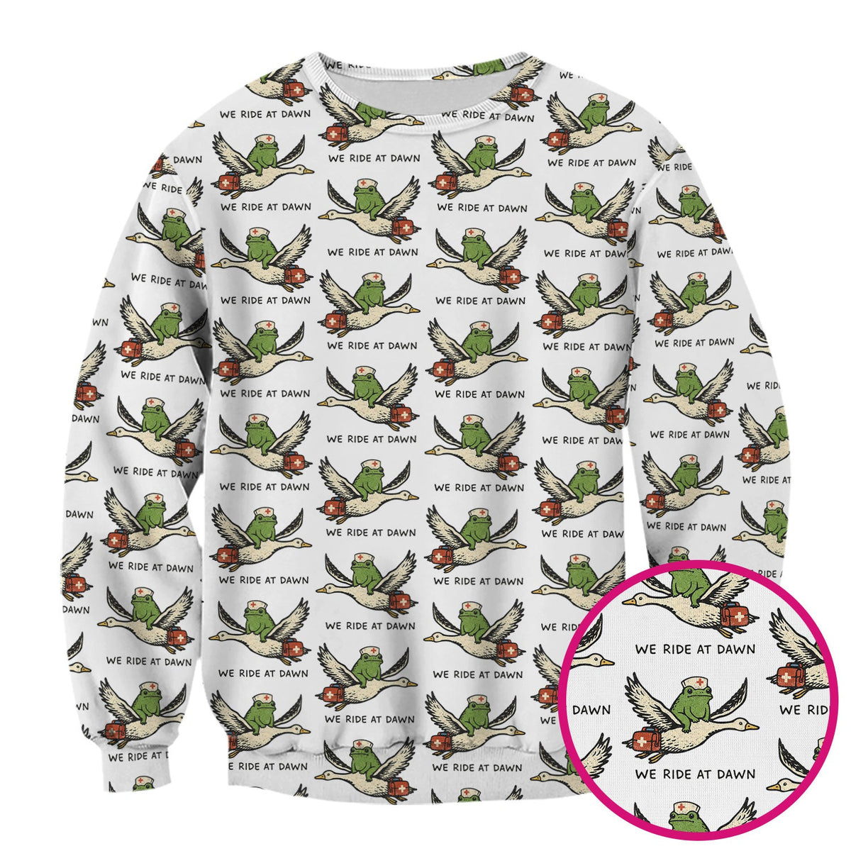 Funny Frog Riding Goose Nurse Pattern Scrub Top, Comfortable Scrubs for Nurses