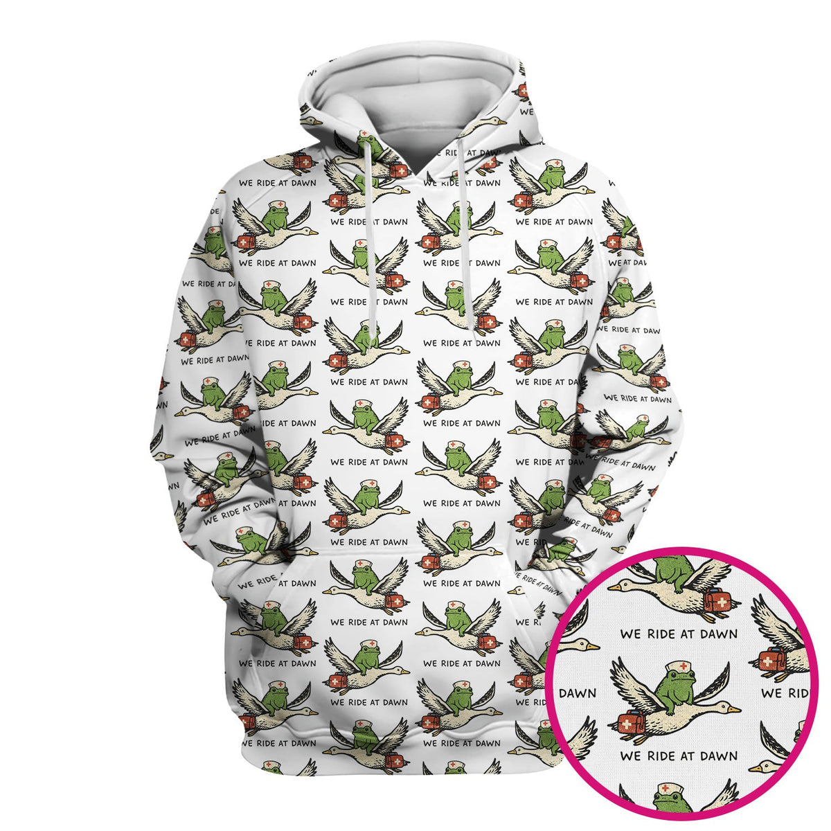 Funny Frog Riding Goose Nurse Pattern Scrub Top, Comfortable Scrubs for Nurses