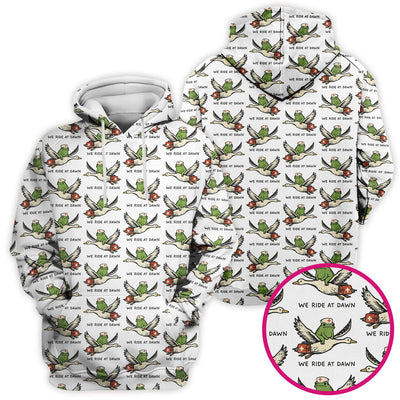 Funny Frog Riding Goose Nurse Pattern Scrub Top, Comfortable Scrubs for Nurses