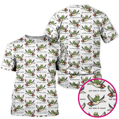 Funny Frog Riding Goose Nurse Pattern Scrub Top, Comfortable Scrubs for Nurses