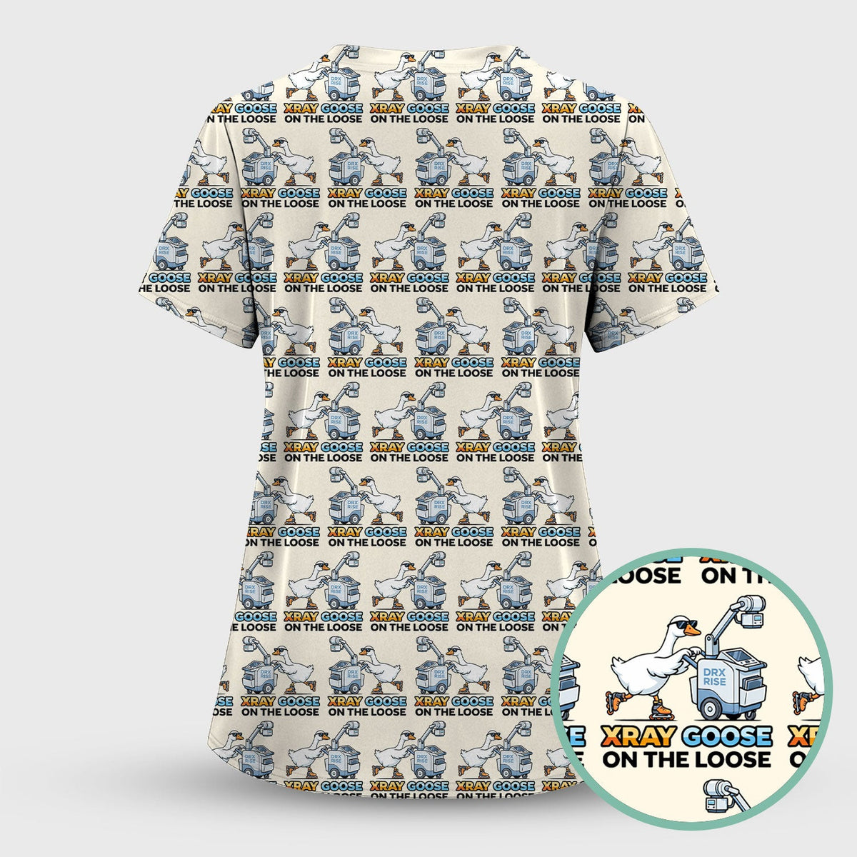 Funny Xray Goose On The Loose Pattern Scrub Top, Comfortable Scrubs for Nurses