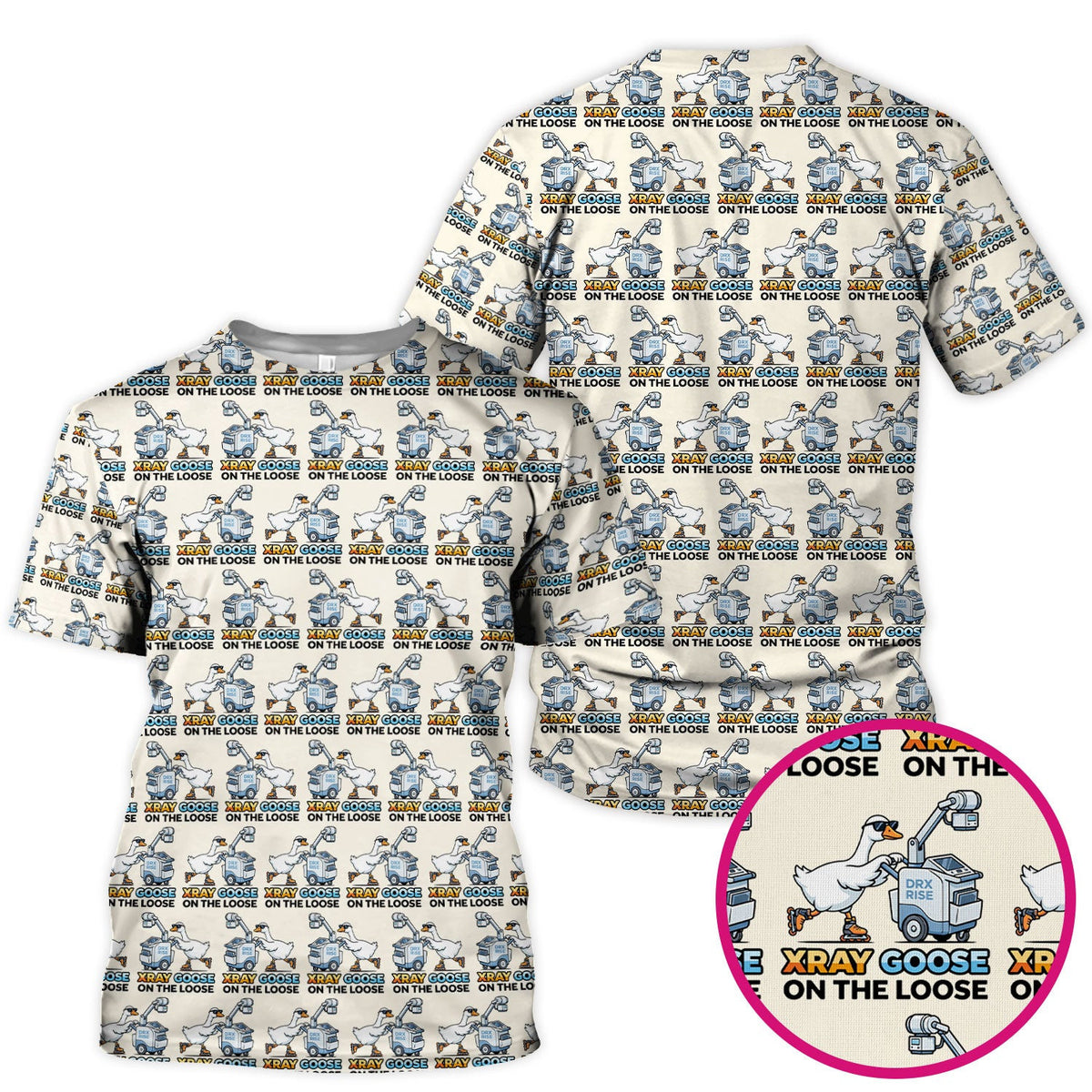 Funny Xray Goose On The Loose Pattern Scrub Top, Comfortable Scrubs for Nurses