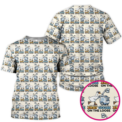 Funny Xray Goose On The Loose Pattern Scrub Top, Comfortable Scrubs for Nurses