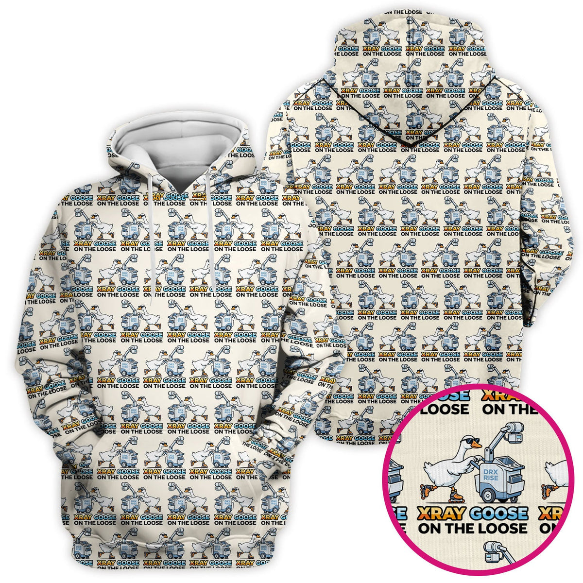 Funny Xray Goose On The Loose Pattern Scrub Top, Comfortable Scrubs for Nurses