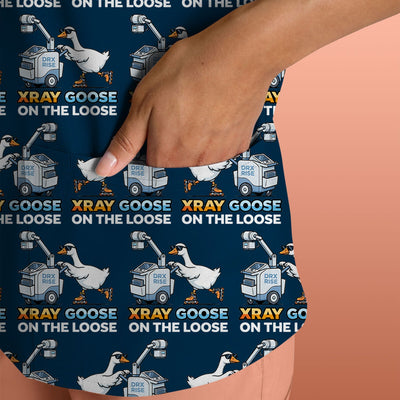 Funny Xray Goose On The Loose Pattern Scrub Top, Comfortable Scrubs for Nurses