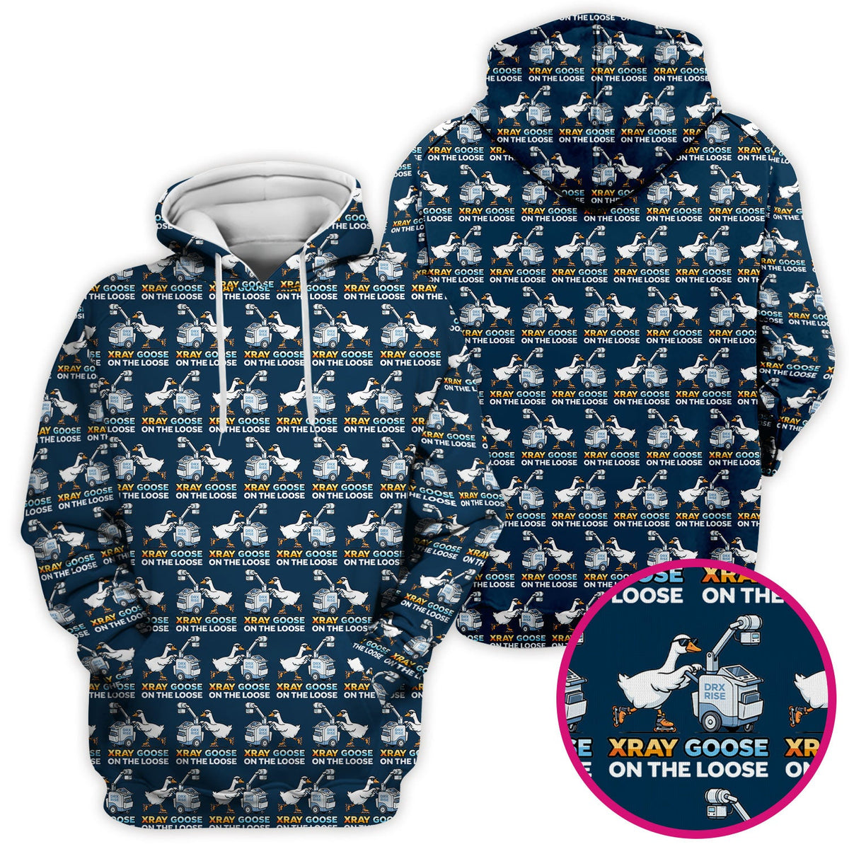 Funny Xray Goose On The Loose Pattern Scrub Top, Comfortable Scrubs for Nurses