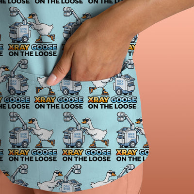 Funny Xray Goose On The Loose Pattern Scrub Top, Comfortable Scrubs for Nurses
