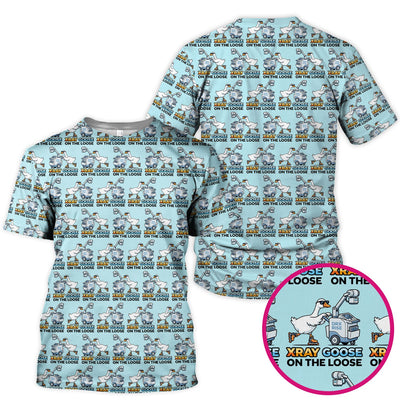 Funny Xray Goose On The Loose Pattern Scrub Top, Comfortable Scrubs for Nurses