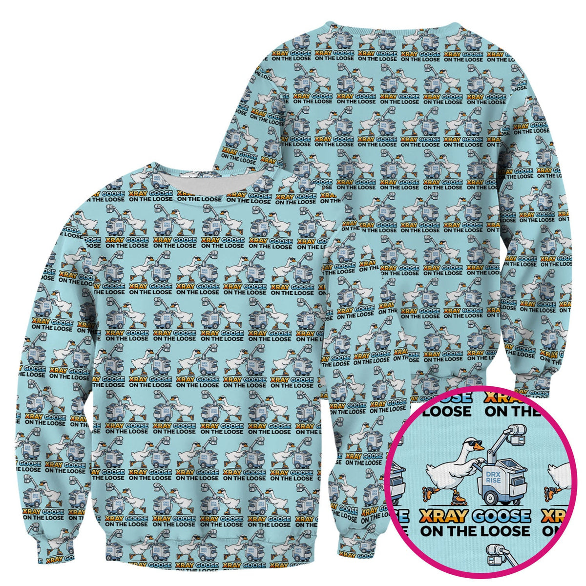 Funny Xray Goose On The Loose Pattern Scrub Top, Comfortable Scrubs for Nurses