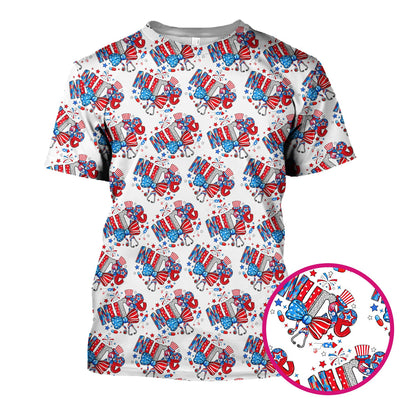 USA Nurse Stethoscope Patriotic Bow Hat Pattern Scrubs Top, Comfortable Scrubs for Nurses