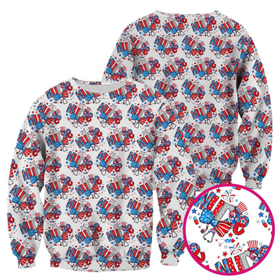 USA Nurse Stethoscope Patriotic Bow Hat Pattern Scrubs Top, Comfortable Scrubs for Nurses