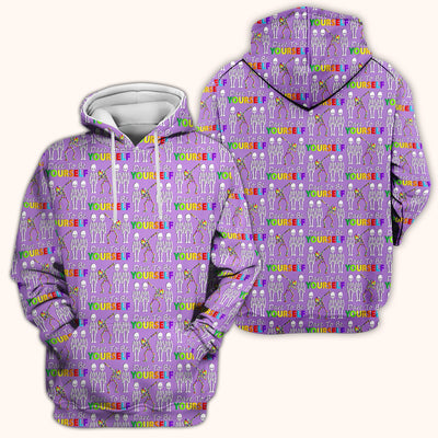 Rainbow Skeleton Dare To Be Yourself Pattern Scrubs Top, Comfortable Scrubs for Nurses